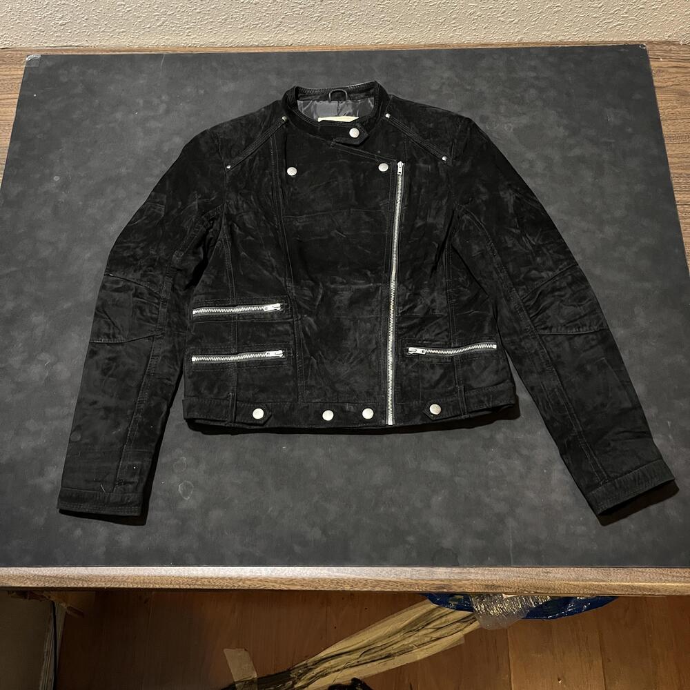 Scully Jacket Women Perfecto 80s Black Suede Leather Moto Biker Asymmetrical Zip